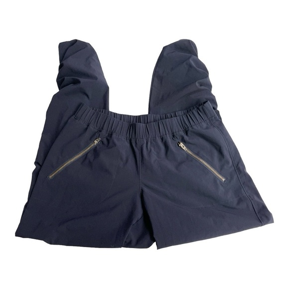 Athleta Navy Blue Cropped Pant With Cinch Bottom Zipper Pockets Size 2 - Picture 5 of 8